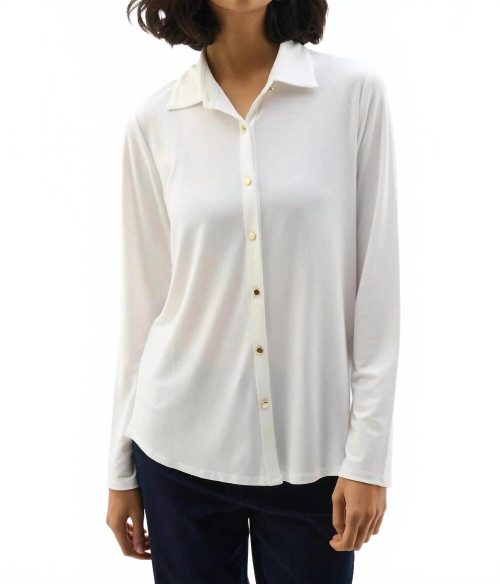 NEW JOSEPH RIBKOFF button front long sleeve top in vanilla